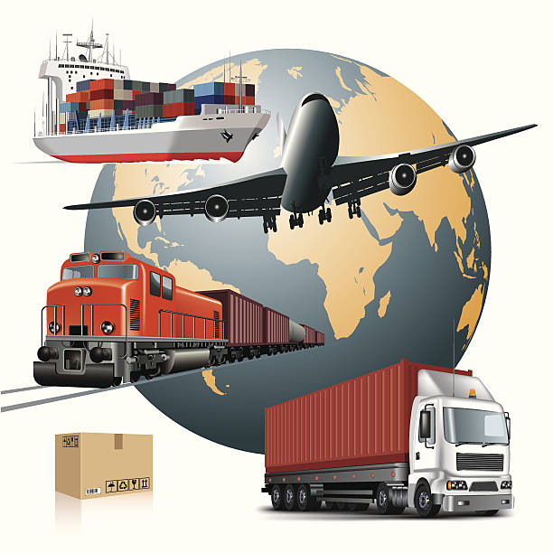 ilustrações de stock, clip art, desenhos animados e ícones de transporte de carga - globe occupation working world map