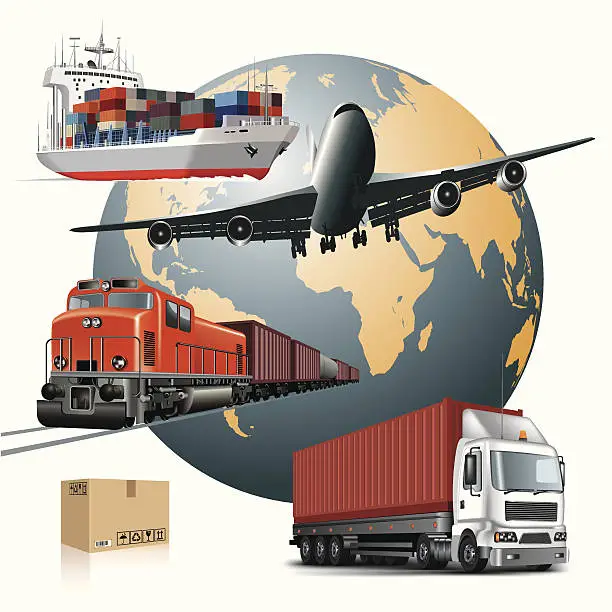 Vector illustration of Cargo transport