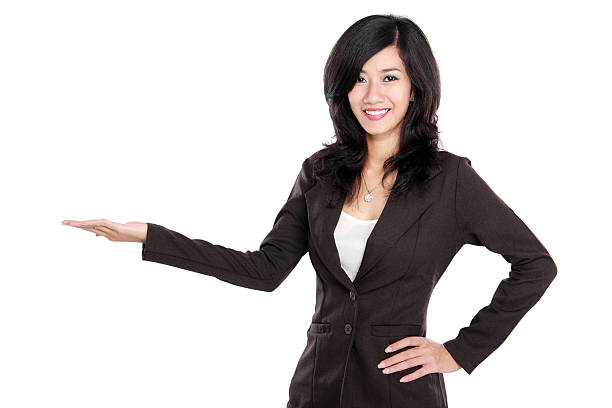 istock Beautiful business woman presenting 499532537
