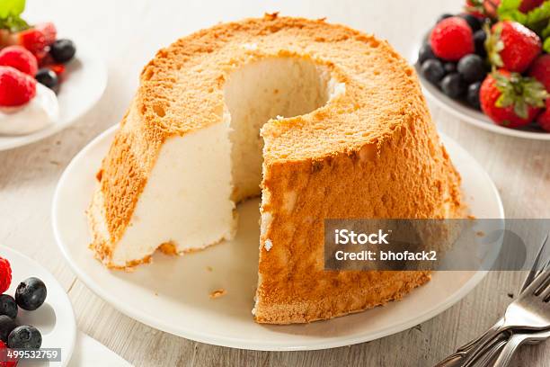 Homemade Angel Food Cake Stock Photo - Download Image Now - Cake, Angel, Food