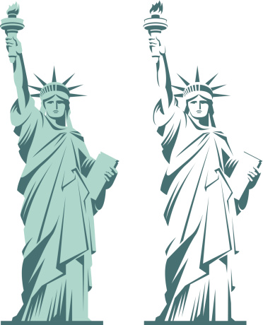 Statue of Liberty graphic illustration in two variations isolated on white