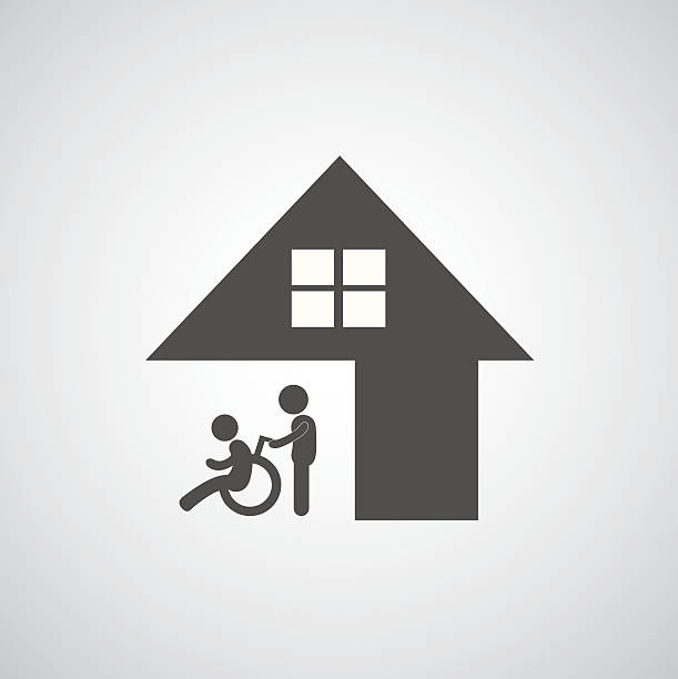 disabled care sign disabled care sign on gray background providence house stock illustrations