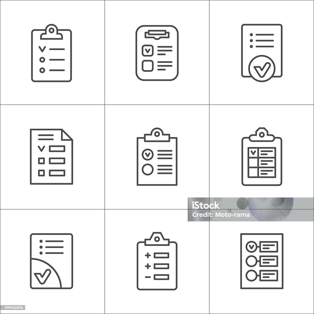 Set line icons of checklist Set line icons of checklist isolated on white. This illustration - EPS10 vector file. Form - Document stock vector