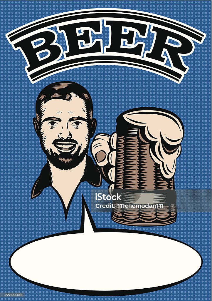 広告レトロなポスター、男性とガラスのビール - ビ��ールのロイヤリティフリーベクトルアート