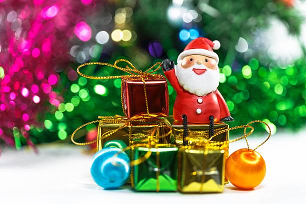 istock Santa claus christmas celebration with gift box 499537080