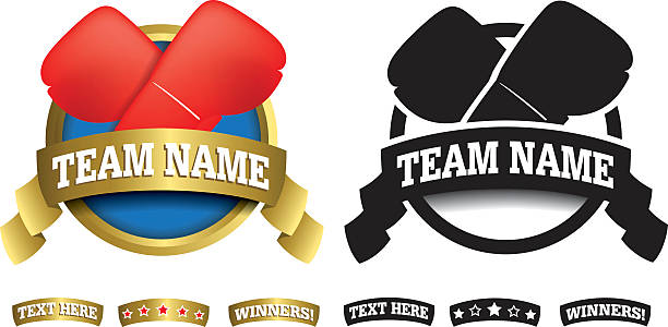 illustrazioni stock, clip art, cartoni animati e icone di tendenza di badge, il simbolo o l'icona su bianco per il pugilato - conflict boxing glove classic sport