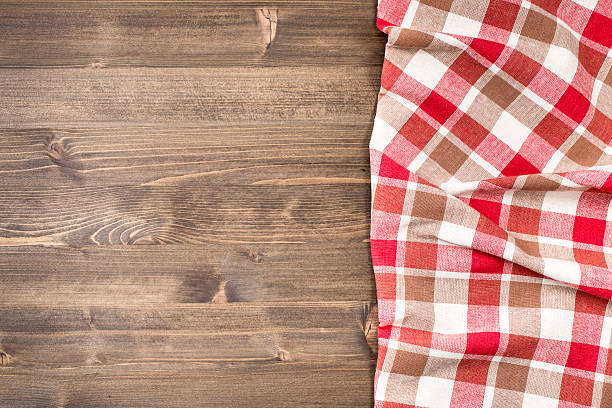 istock Checkered napkin from right side of table 499537244
