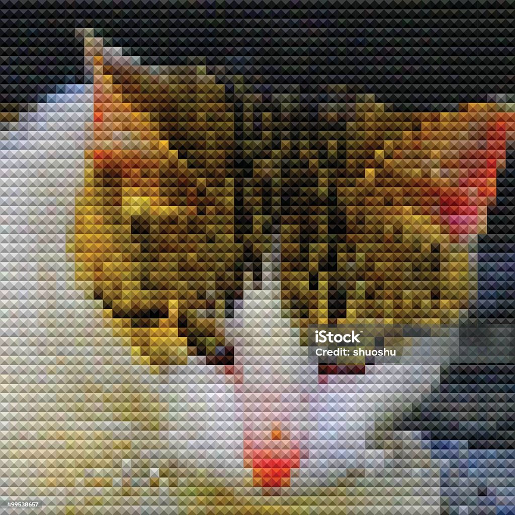 Abstrato mosaico verificar estilo adorável Gato padrão de fundo - Royalty-free Gato domesticado arte vetorial