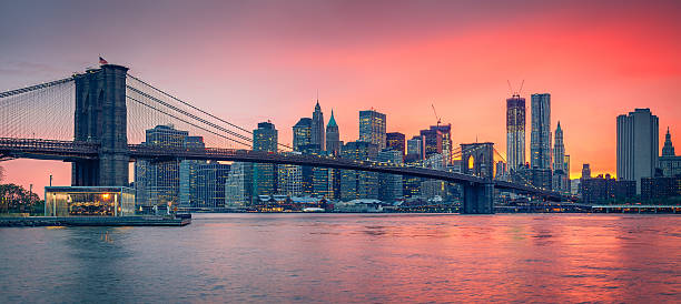 istock Brooklyn bridge and Manhattan at dusk 499539205