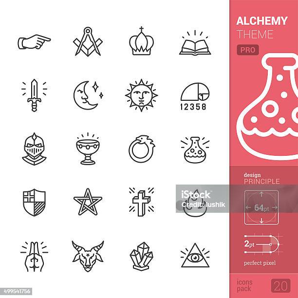 Alchemy And Middle Ages Related Vector Icons Pro Pack Stock Illustration - Download Image Now