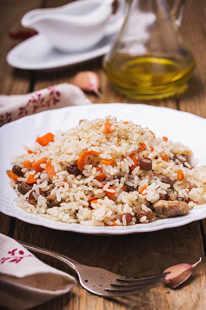istock Plate of freshly prepared pilaf 499542118