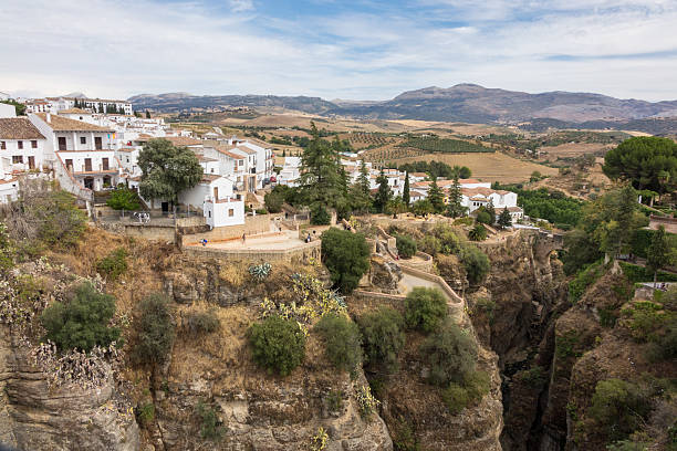istock View down the steep rockface to valley in Ronda 499543946