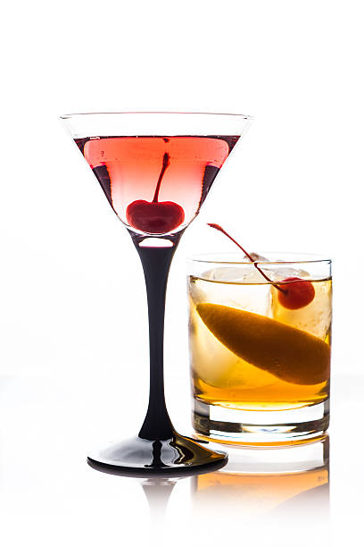 Cocktails on the white background
