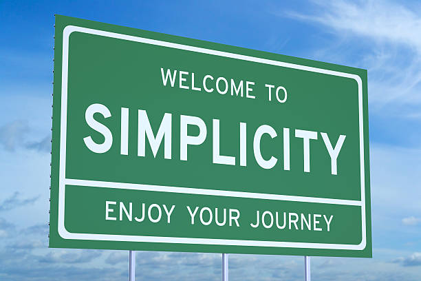 Welcome to Simplicity concept Welcome to Simplicity concept on road billboard no brainer sign stock pictures, royalty-free photos & images