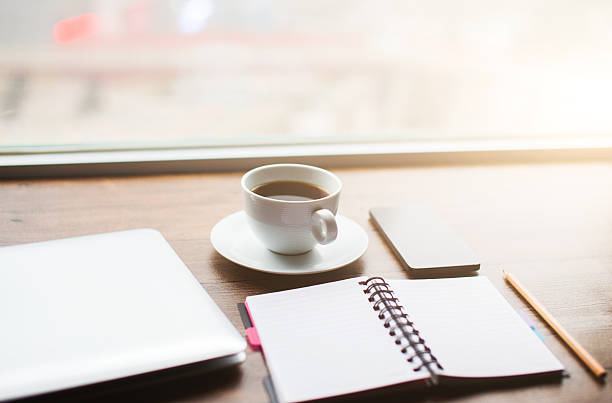istock Working desk with laptop,notebook and coffee 499544626