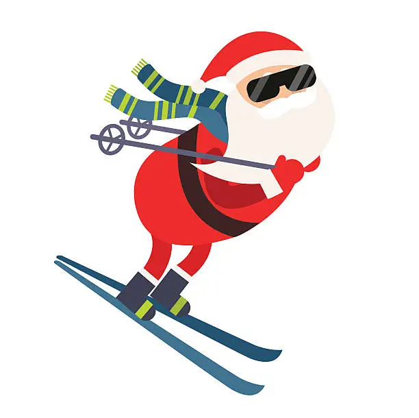 Vector illustration of Cartoon Santa winter sport illustration