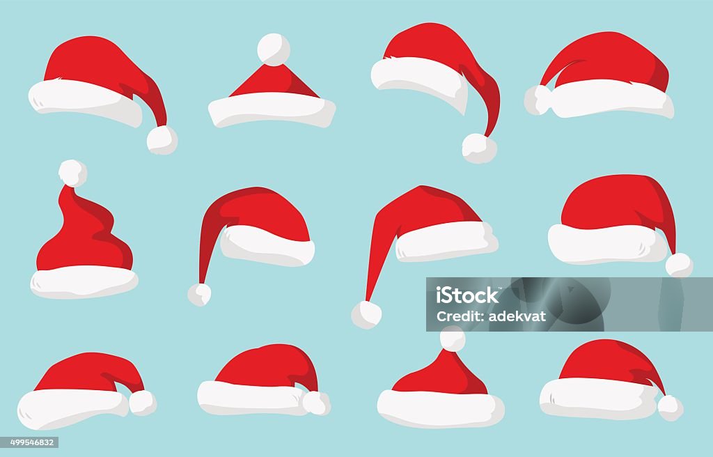 Santa Claus red hat vector aislado - arte vectorial de Gorro de Papá Noel libre de derechos