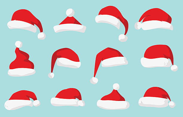 산타 할아버지 red hat 벡터 격리됨에 - santa claus white background christmas holidays and celebrations stock illustrations