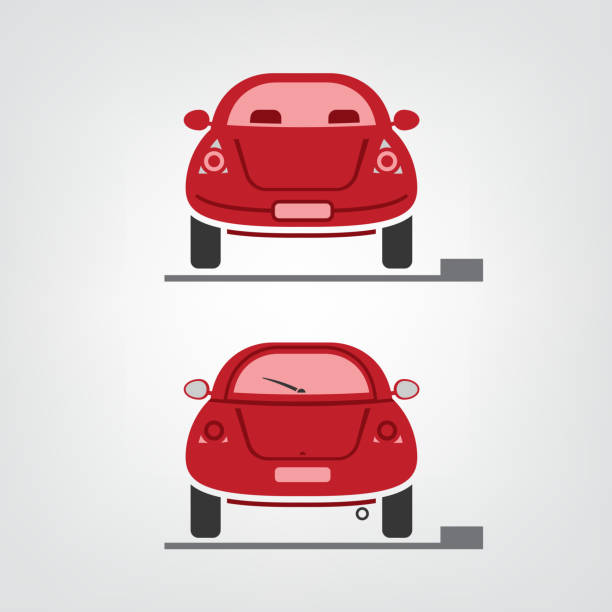 vektor-icons - car rear view behind car trunk stock-grafiken, -clipart, -cartoons und -symbole