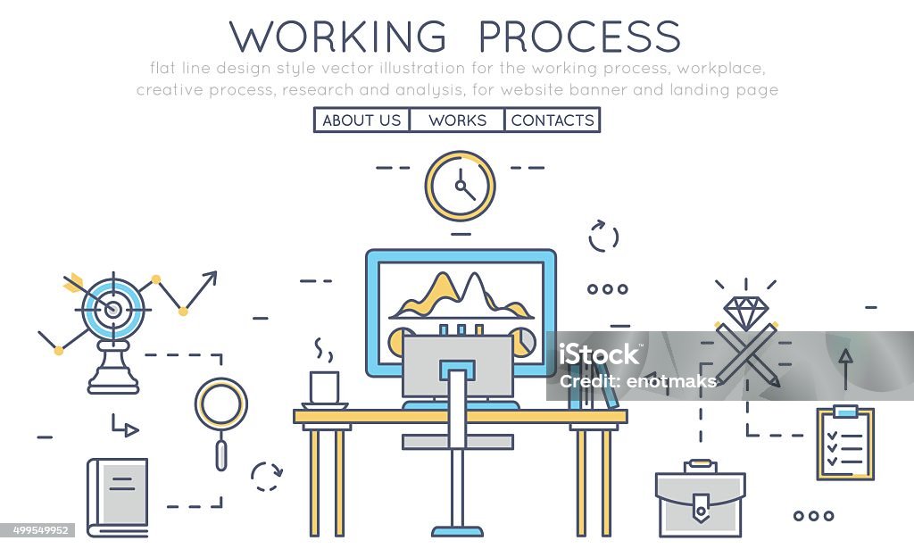 Work Process Visuals Vector Illustration For The Working Process Workplace Creative Process ...