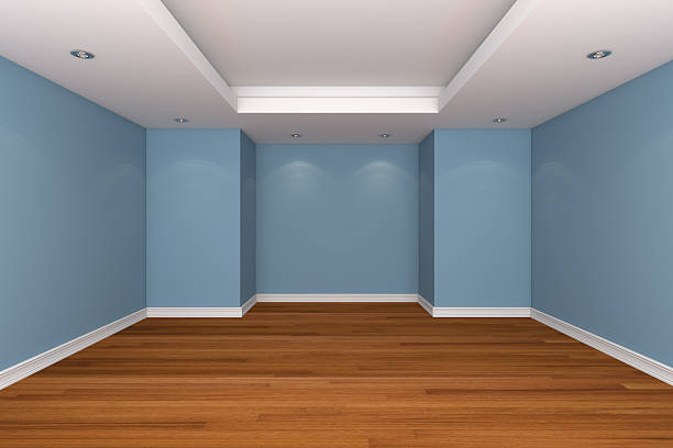 istock Home interior rendering with empty room decorate blue color wal 499552347