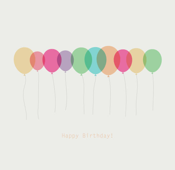 생일 카드를 색상화 투명 풍선 - backgrounds balloon bunch celebration stock illustrations