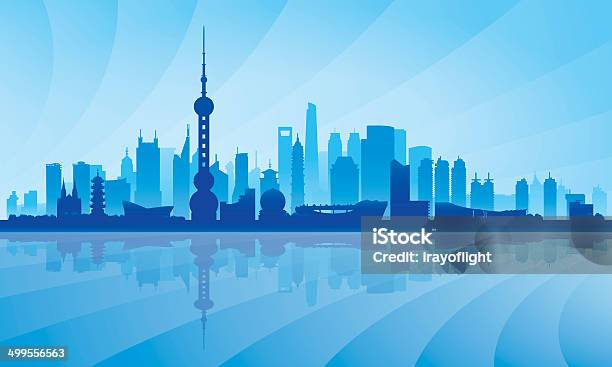 Shanghai City Skyline Silhouette Hintergrund Stock Vektor Art und mehr Bilder von Schanghai - Schanghai, Stadtsilhouette, Bildhintergrund