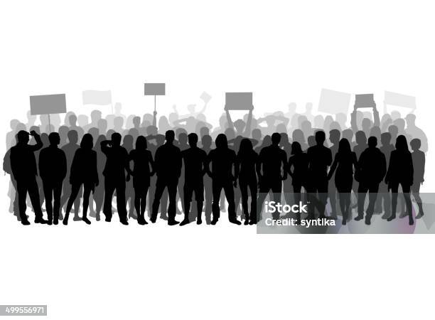 Demonstration Stock Illustration - Download Image Now - Protest, In Silhouette, Crowd of People