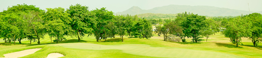 panorama of golf club, green grass