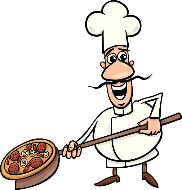 Ilustración de Cocinero Italiana Con Pizza Ilustración Dibujo Animado y más  Vectores Libres de Derechos de Adulto - iStock