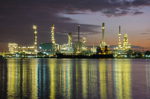 istock Petrochemical plant  industry at twilight time 499558535