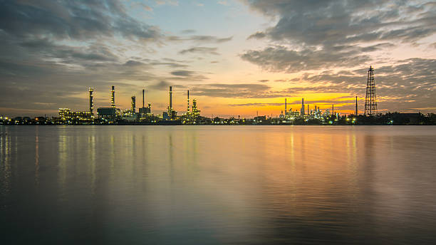 istock Petrochemical plant  industry at twilight time 499558539
