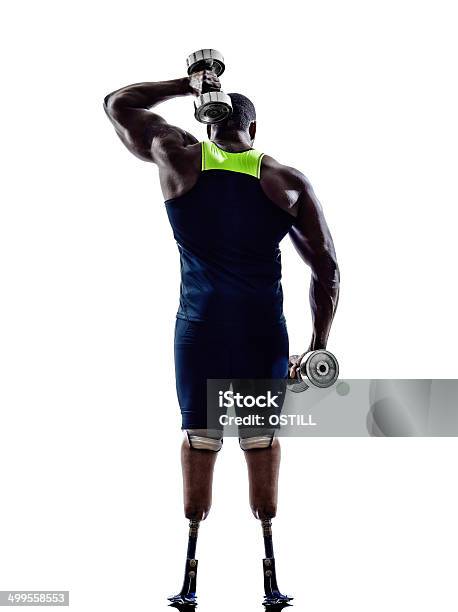 Handicapped Body Builders Building Weights Man With Legs Prosthesis Stock Photo - Download Image Now