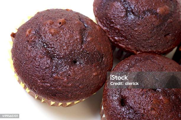 Chocolate Muffins Isolated On White Stock Photo - Download Image Now - Cake, Chocolate, Close-up