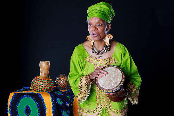 African American Woman Storyteller In Colorful Attire stock photo