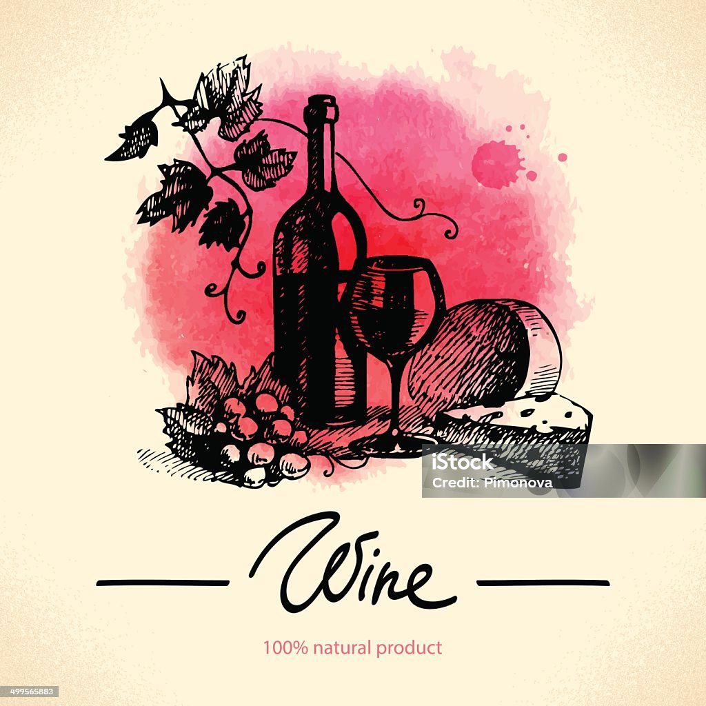 Vino sfondo vintage - arte vettoriale royalty-free di Acquerello