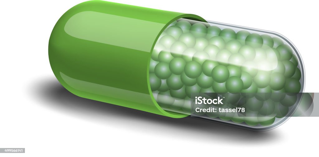 의료 녹색 캡슐 과립 - 로열티 프리 0명 벡터 아트
