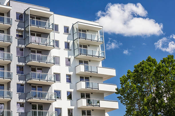 istock Modern new white apartment building 499566840