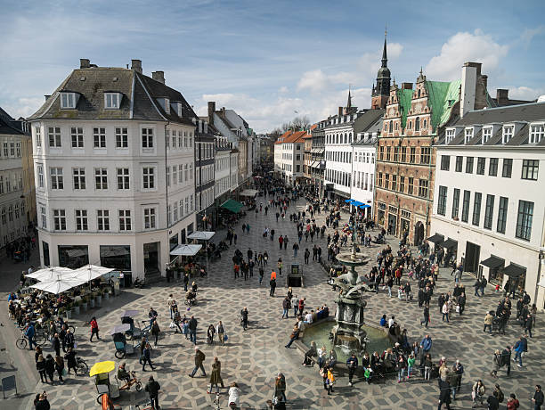 Amagertorv-Praça central de Copenhaga, Dinamarca - fotografia de stock