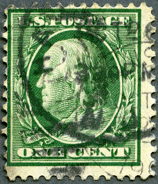 istock Postage stamp USA 1908 shows portrait Benjamin Franklin 1706-1790 499569109