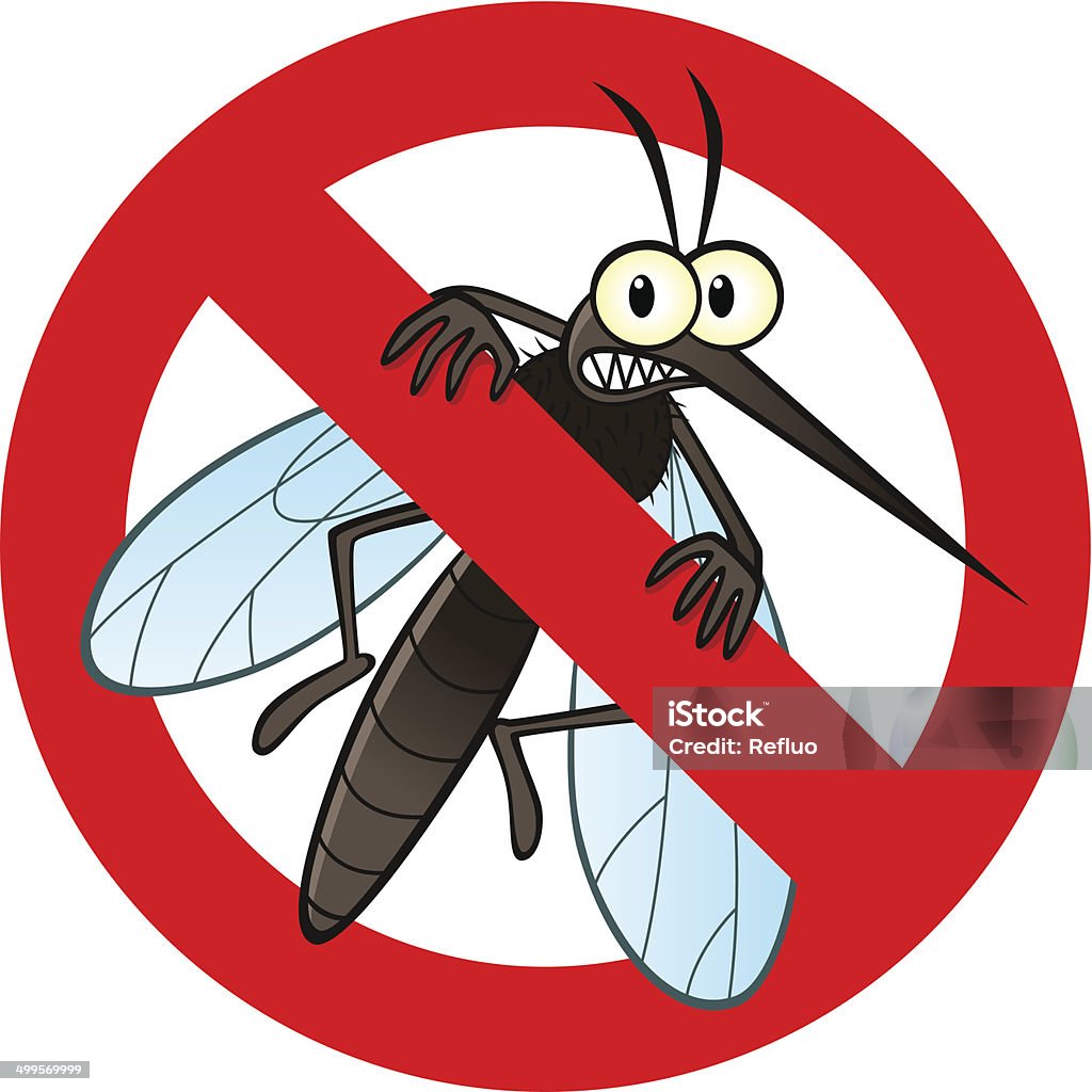 anti mosquito sign Anti mosquito sign with a funny cartoon mosquito. Mosquito stock vector