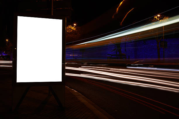 istock Empty banner in metropolitan city at night 499571516