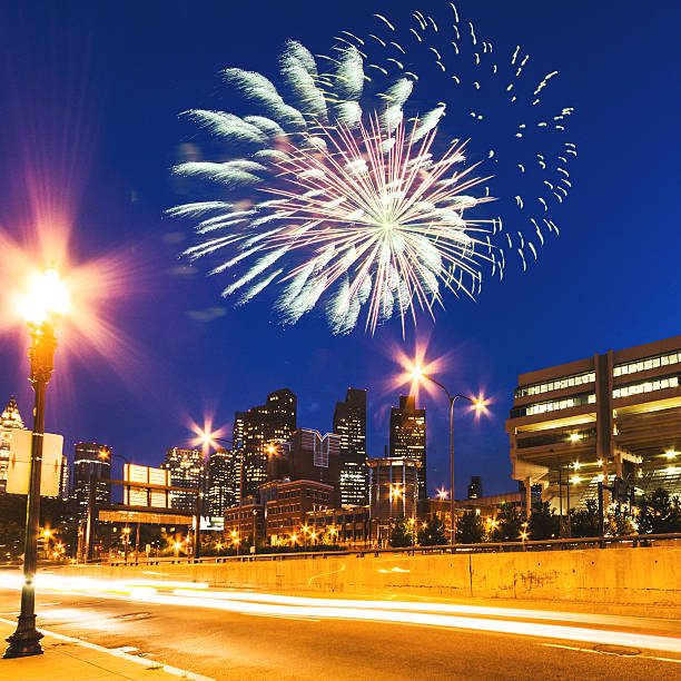 istock Bostonon the night with fireworks for the new year 499571774