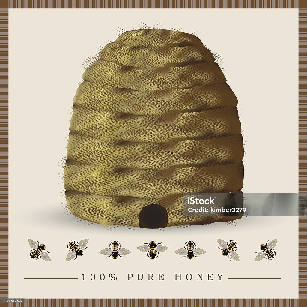 Beehive with bees Vintage style beehive with honey bees in vector format Beehive stock vector
