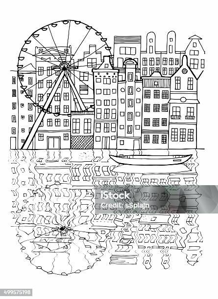 Amsterdam Illustration Stock Illustration - Download Image Now - Drawing - Art Product, Row House, 2015