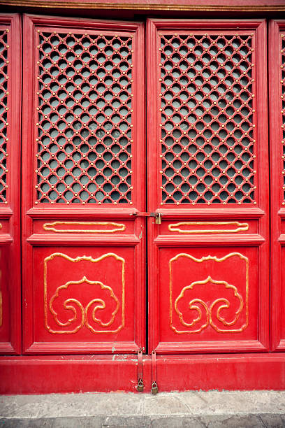 istock China's large red wood door 499578575