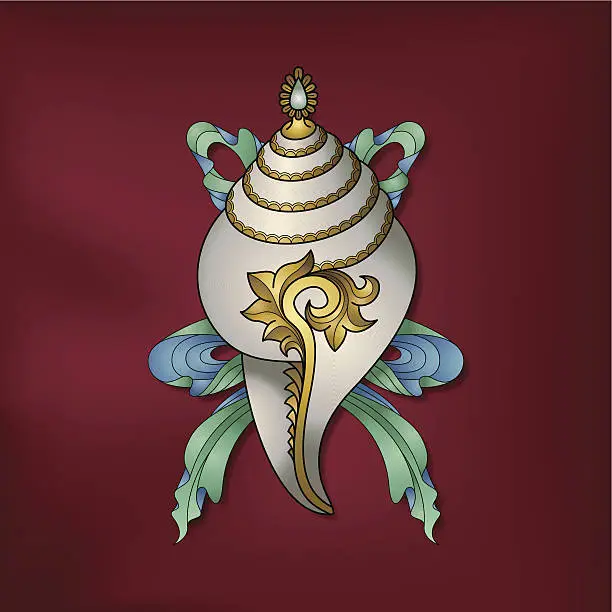 Vector illustration of Conch shell / Sankha – (Buddhist symbol)