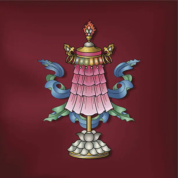 Vector illustration of Victory banner / Dhvaja – (Auspicious Buddhist symbol)