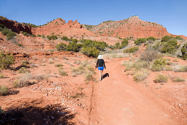 istock Hiker walks red rocks path Caprock Canyons State Park Texas 499579684