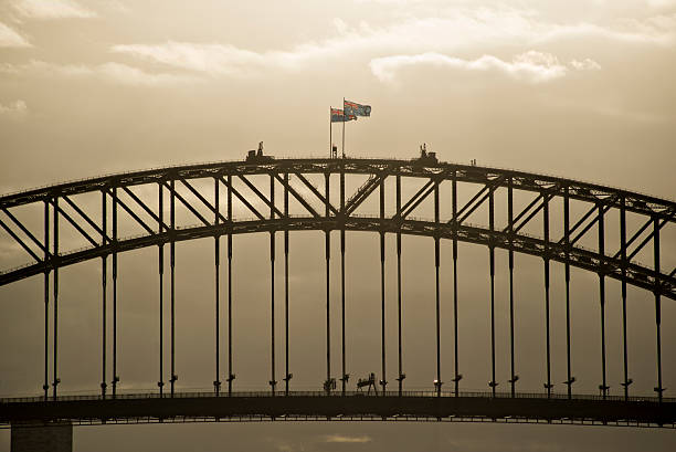 Silhouette of Sydney Harbour Bridge stock photo